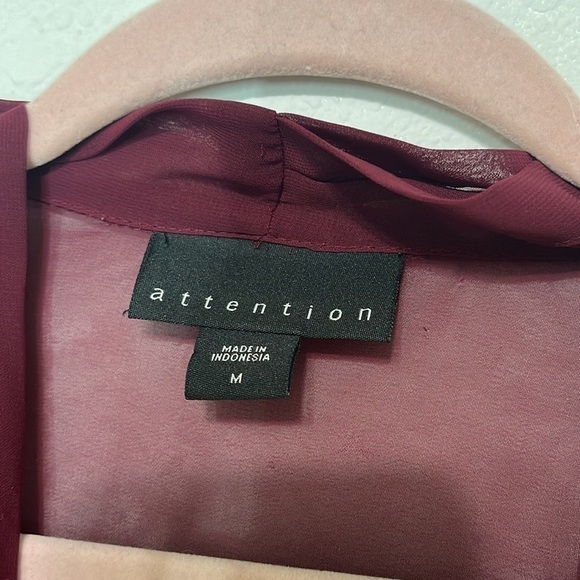 Attention Blouse Size M Burgundy - Picture 3 of 6